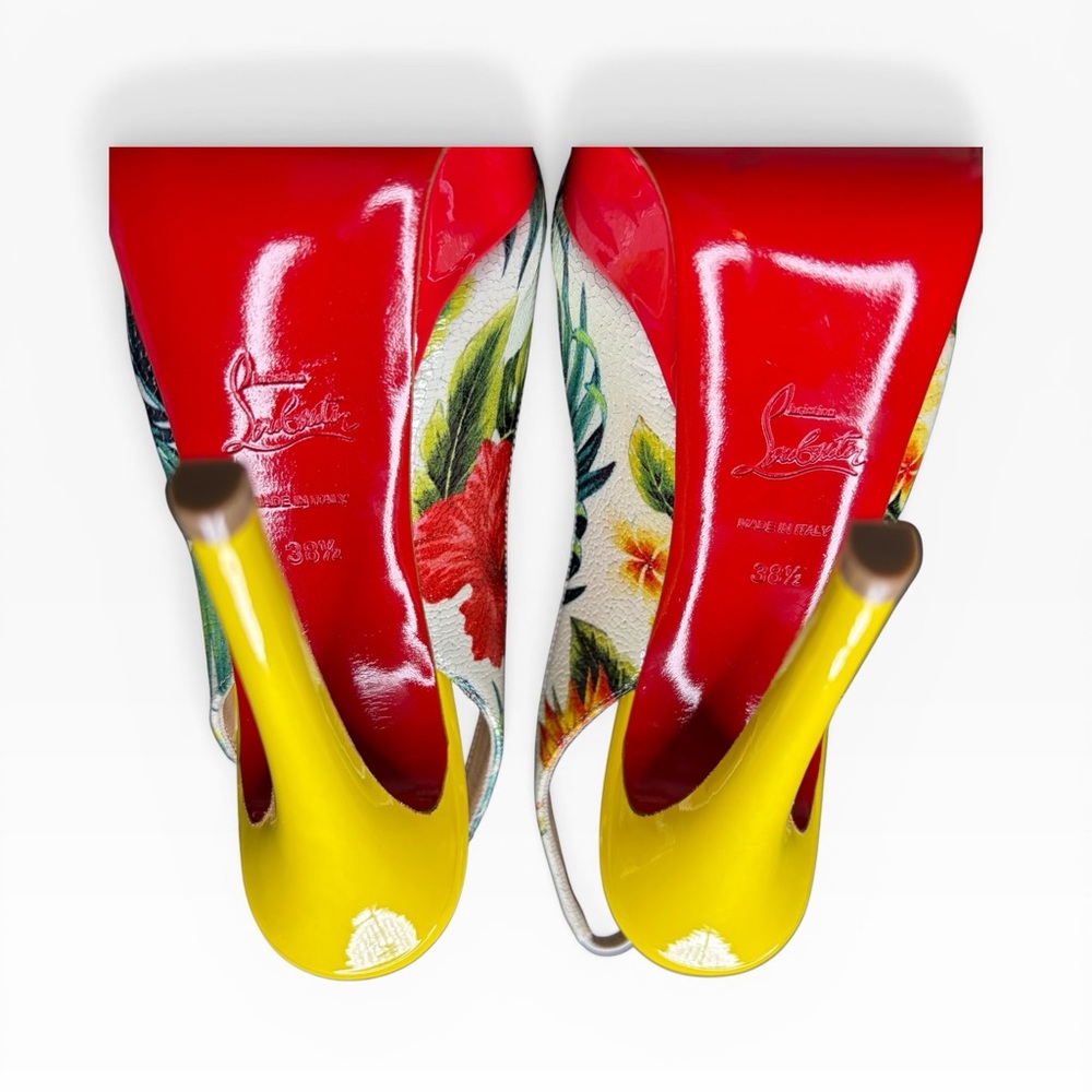 Christian Louboutin Yellow and Red Tropical Heels Size 38.5 - Picture 5 of 12